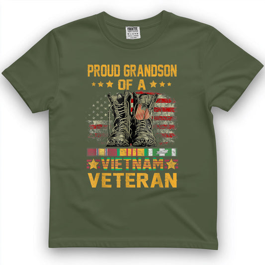 Proud Grandson Of A Vietnam Veteran American Flag Tee – view 2