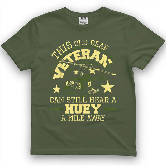 Can Hear A Huey A Mile Away Helicopter Pilot Vietnam Vet Tee – view 2