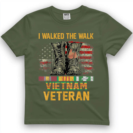 I Walked The Walk Vietnam Veteran American Flag Tee – view 2