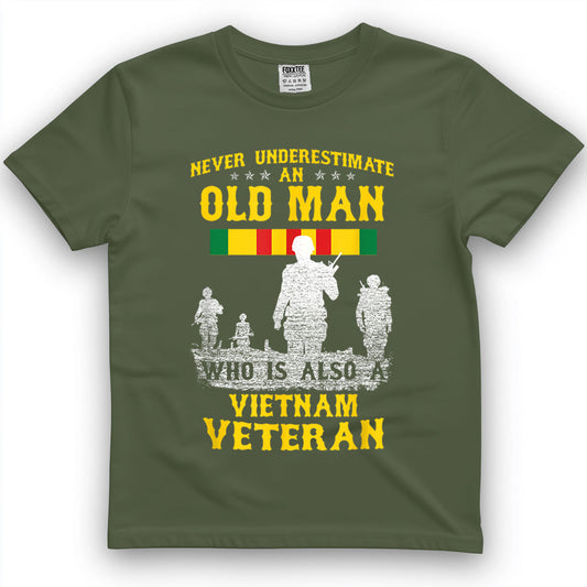 Never Underestimate An Old Man, Vietnam Veteran Tee – view 2