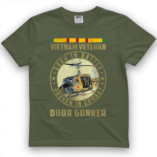 Born In Battle, Proven In Combat Door Gunner Vietnam Vet Tee – view 2