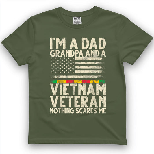 I'm A Dad, Grandpa & Vietnam Veteran, Nothing Scares Me Tee – view 2