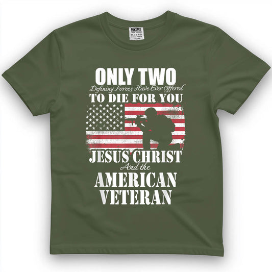 Two Died For You, Jesus And The American Veteran Tee – view 2