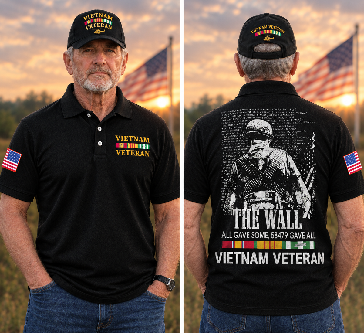 The Wall All Gave Some 58,479 Gave All Vietnam Veteran Polo Shirt