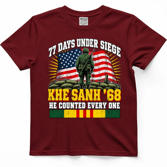 77 Days Under Siege, Khe Sanh '68 Vietnam Veteran Tee – view 2