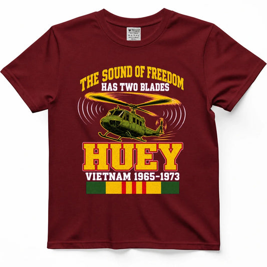 The Sound Of Freedom Has Two Blades Helicopter Veteran Tee – view 2