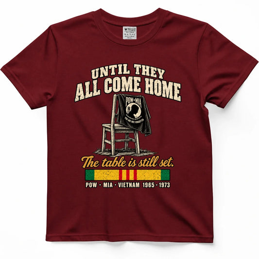 Until They All Come Home POW MIA Empty Chair Shirt – view 2