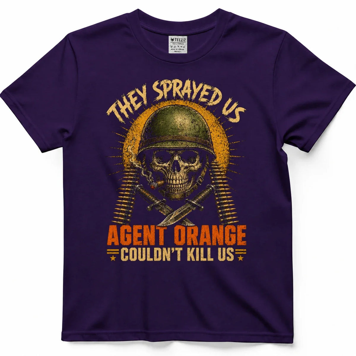 They Sprayed Us, Couldn't Kill Us Agent Orange Skull Shirt – view 7