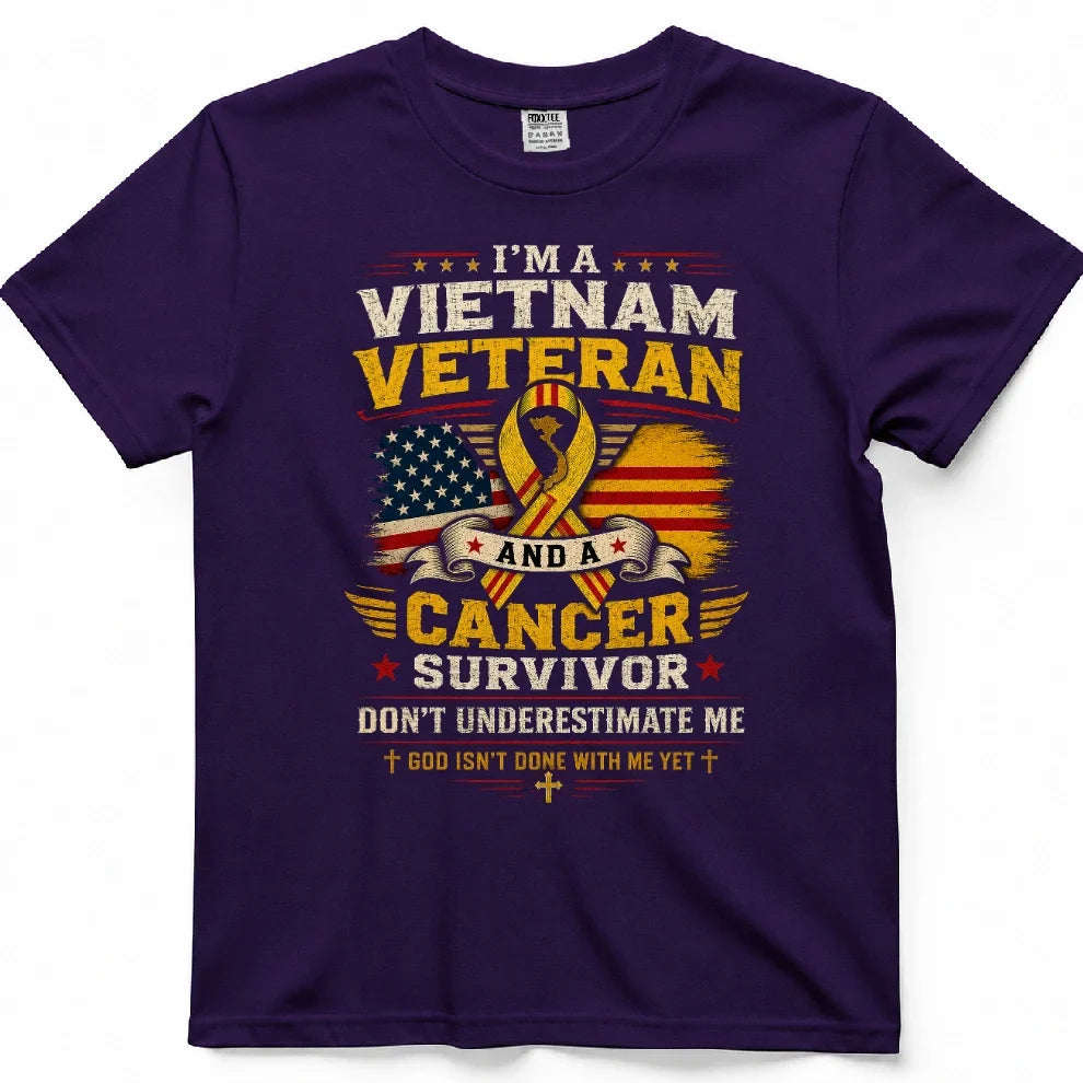 I'm A Vietnam Veteran And A Cancer Survivor Tee – view 7