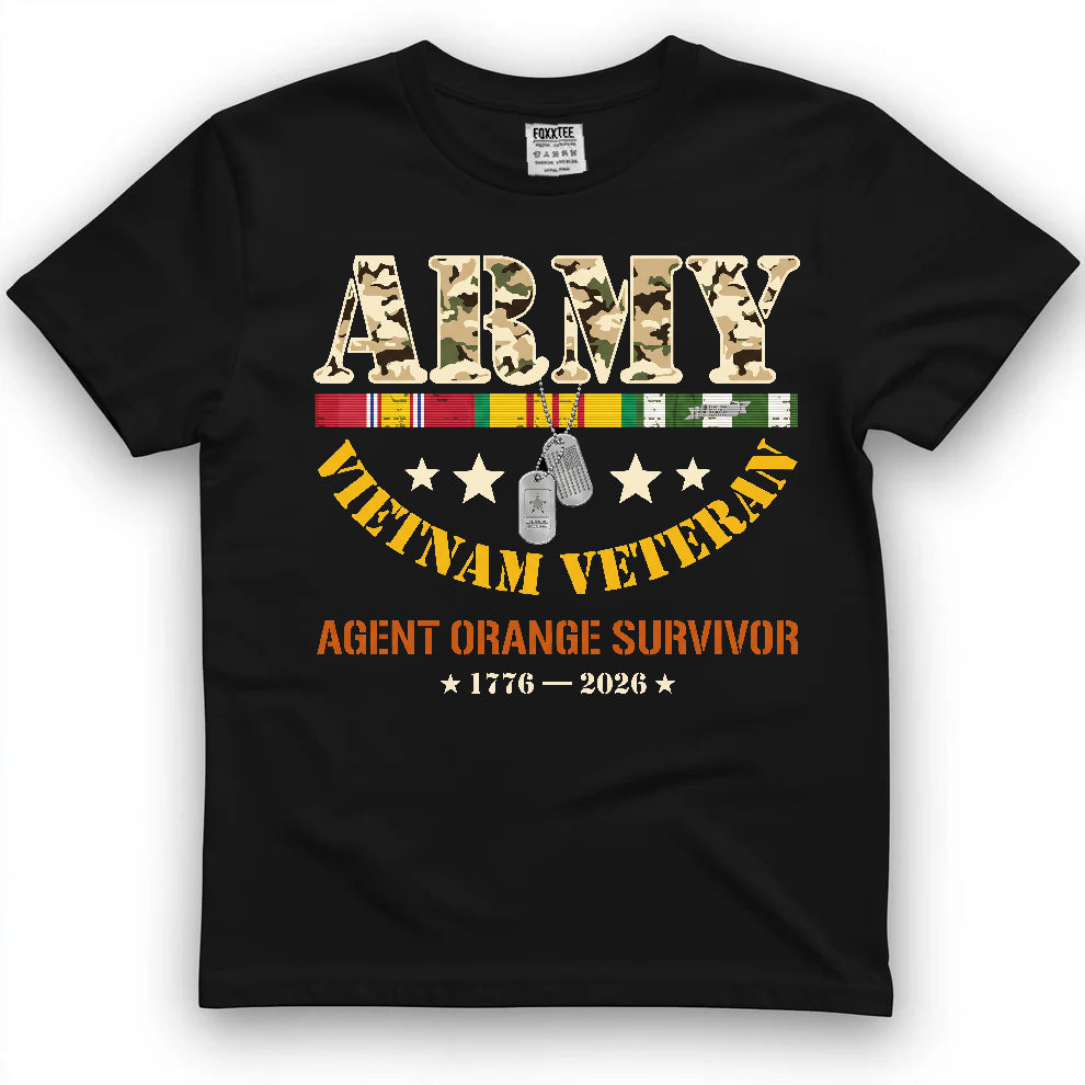 Army Vietnam Veteran Agent Orange Survivor Tee by OLDMANVET