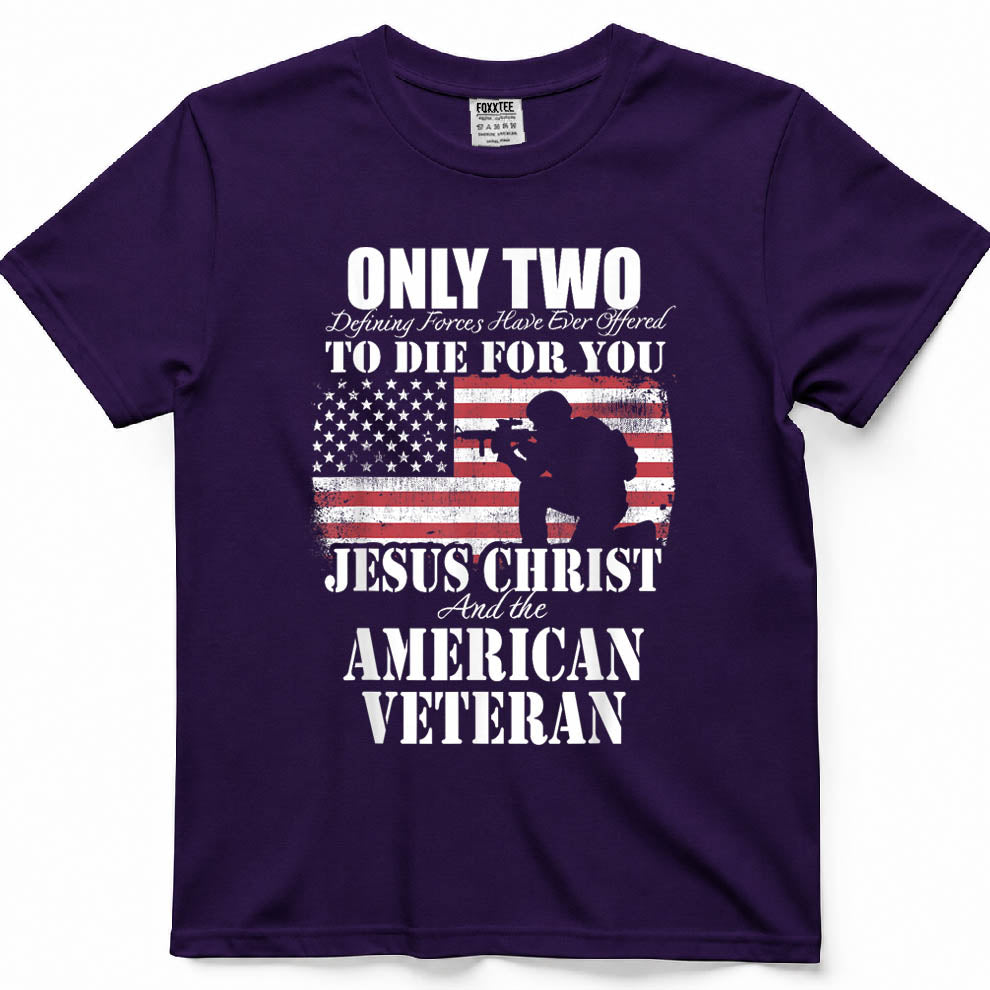 Two Died For You, Jesus And The American Veteran Tee – view 7