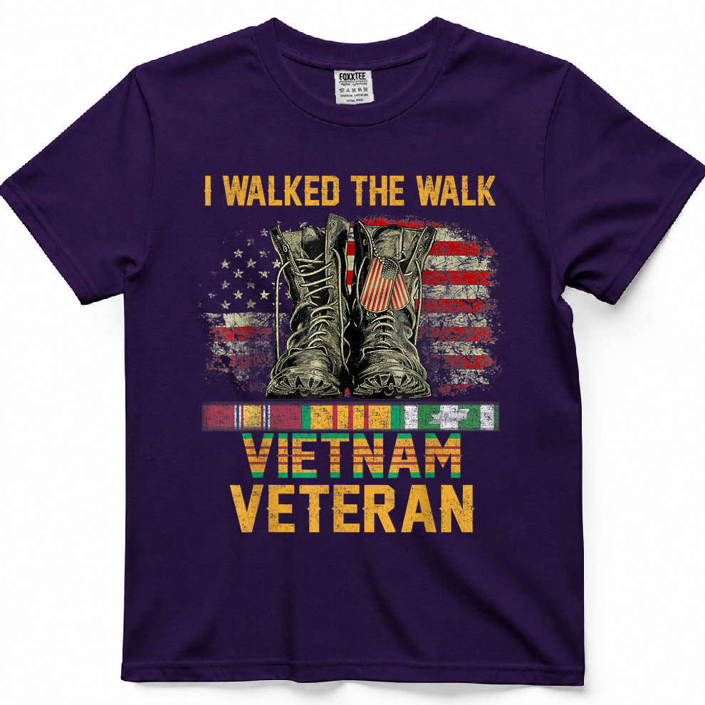 I Walked The Walk Vietnam Veteran American Flag Tee – view 7