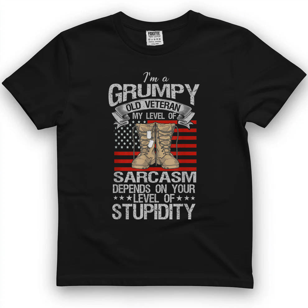 I'm A Grumpy Old Veteran Flag Grandpa Tee by OLDMANVET