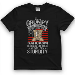 I'm A Grumpy Old Veteran Flag Grandpa Tee