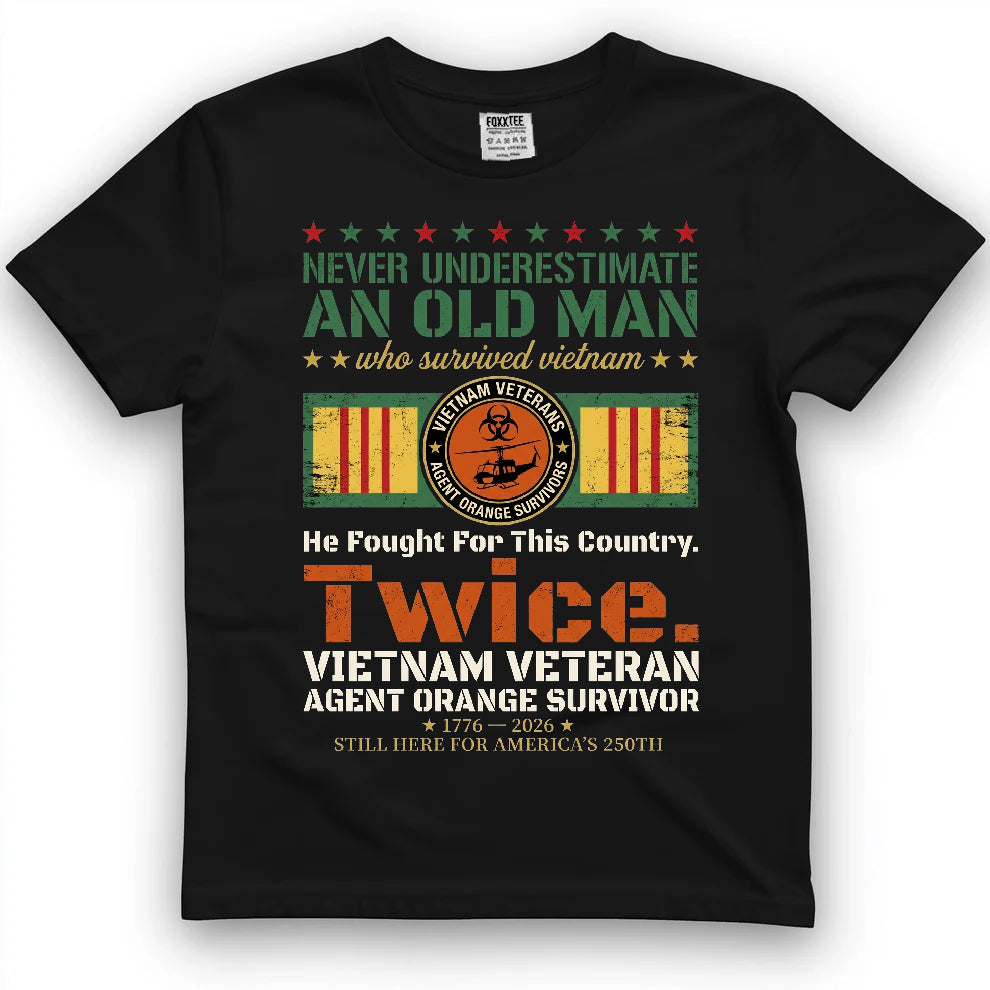 Never Underestimate An Old Man Vietnam Tee by OLDMANVET