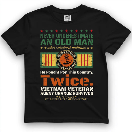 Never Underestimate An Old Man Vietnam Tee by OLDMANVET