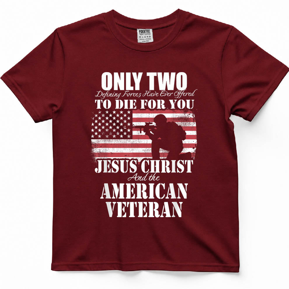 Two Died For You, Jesus And The American Veteran Tee – view 6