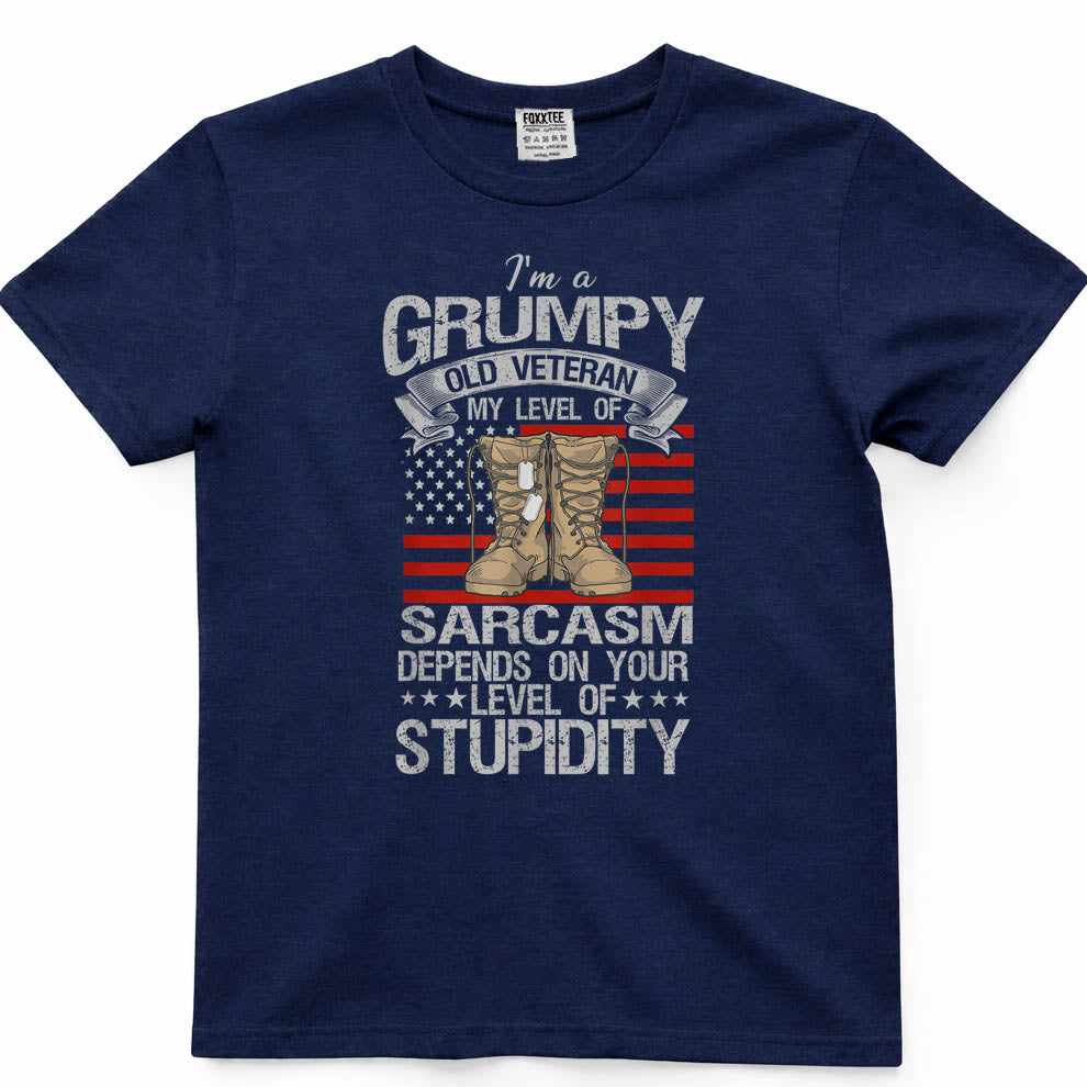 I'm A Grumpy Old Veteran Flag Grandpa Tee – view 3