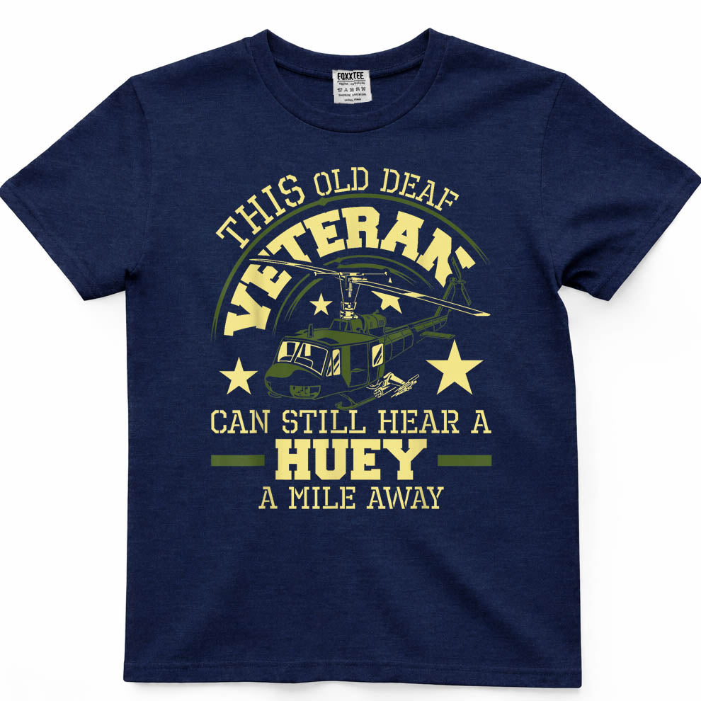 Can Hear A Huey A Mile Away Helicopter Pilot Vietnam Vet Tee – view 3