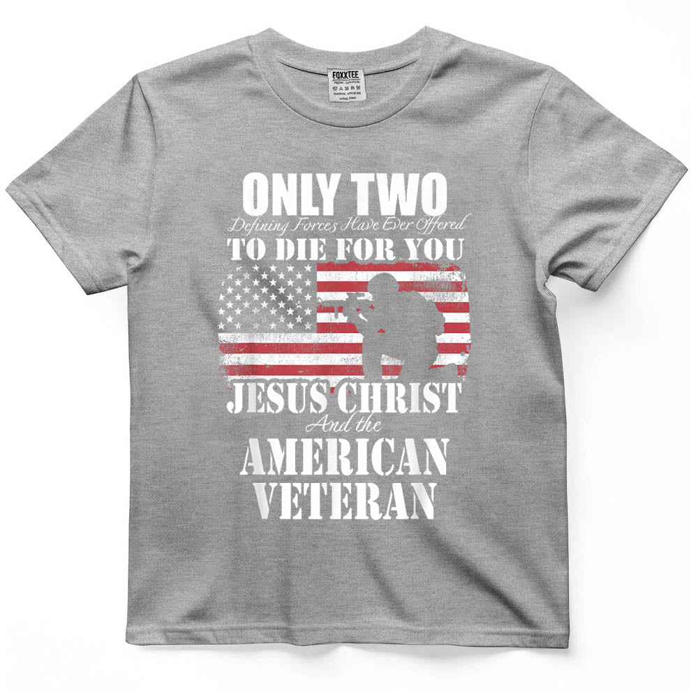 Two Died For You, Jesus And The American Veteran Tee – view 5