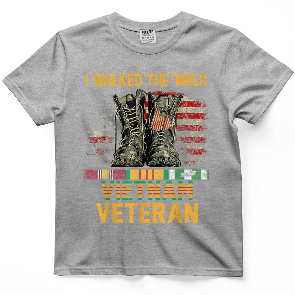 I Walked The Walk Vietnam Veteran American Flag Tee – view 5