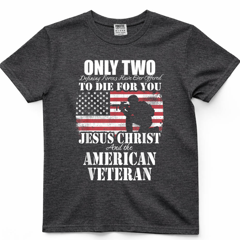 Two Died For You, Jesus And The American Veteran Tee – view 4