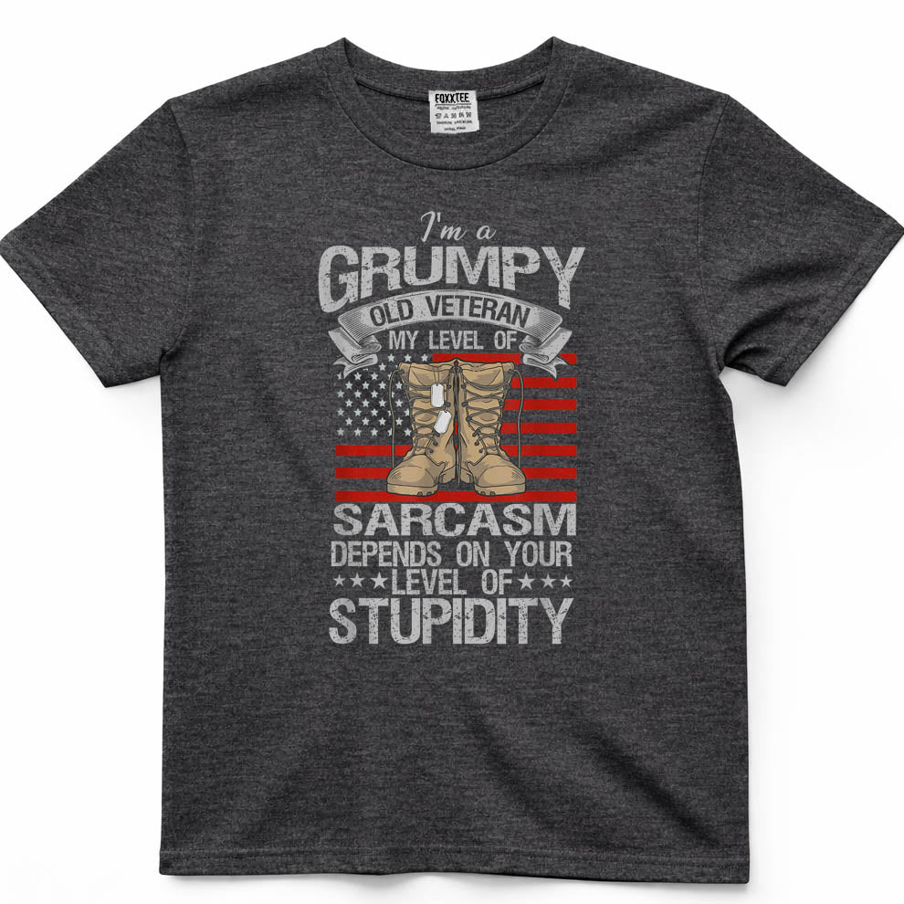 I'm A Grumpy Old Veteran Flag Grandpa Tee – view 4