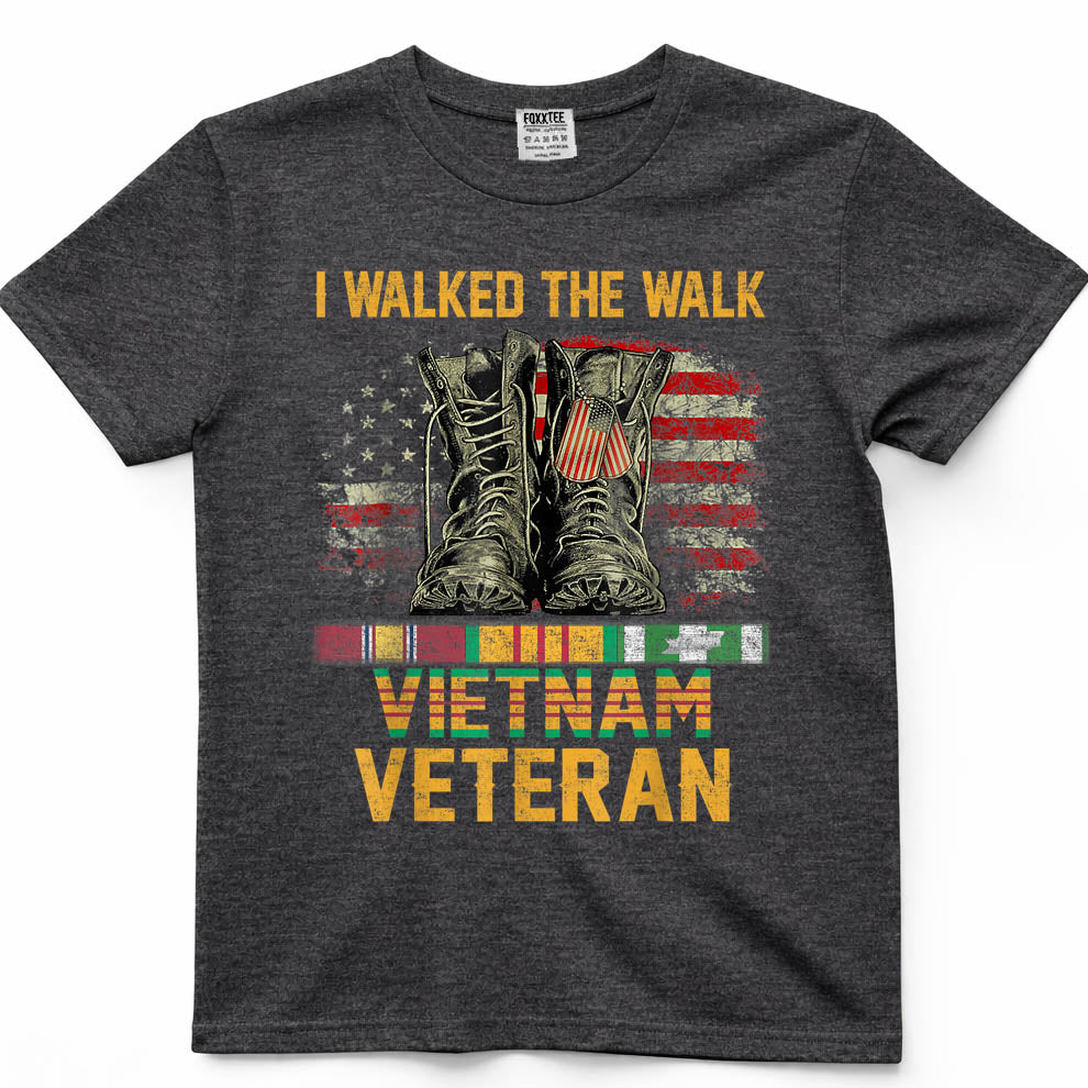 I Walked The Walk Vietnam Veteran American Flag Tee – view 4