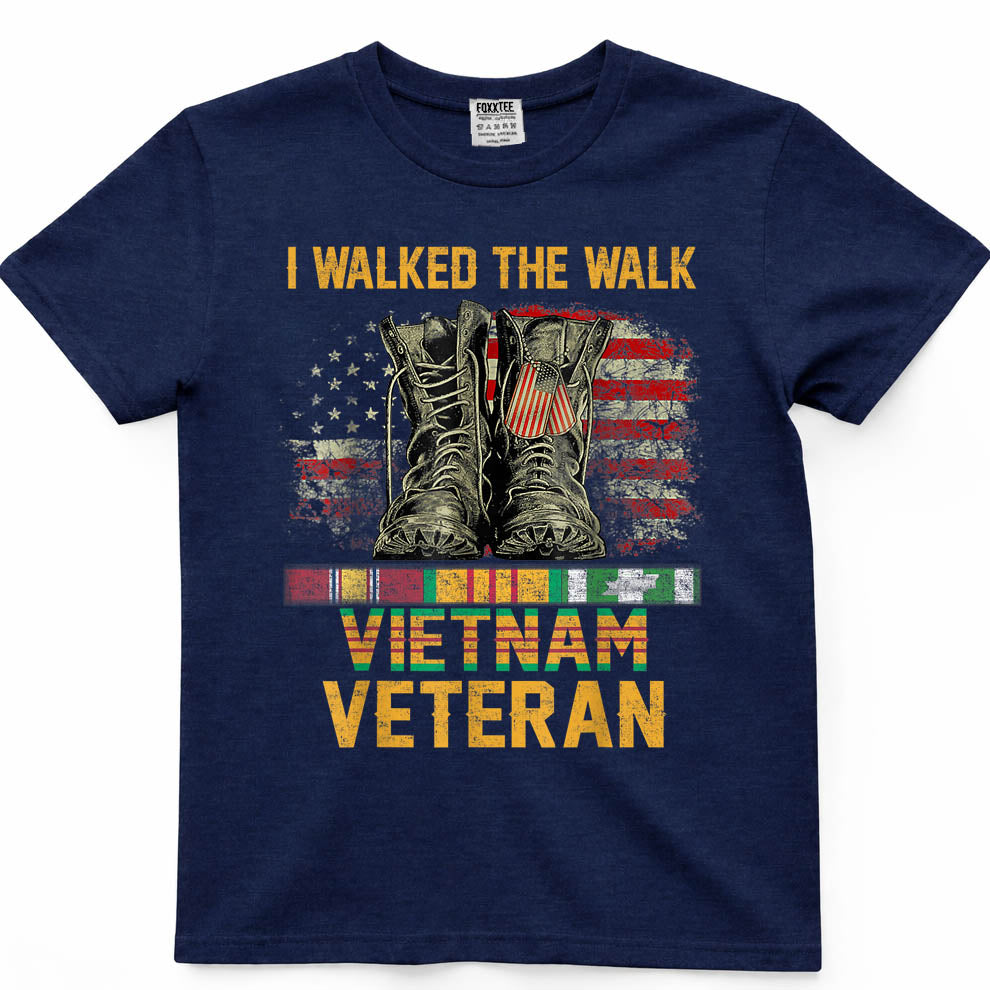 I Walked The Walk Vietnam Veteran American Flag Tee – view 3