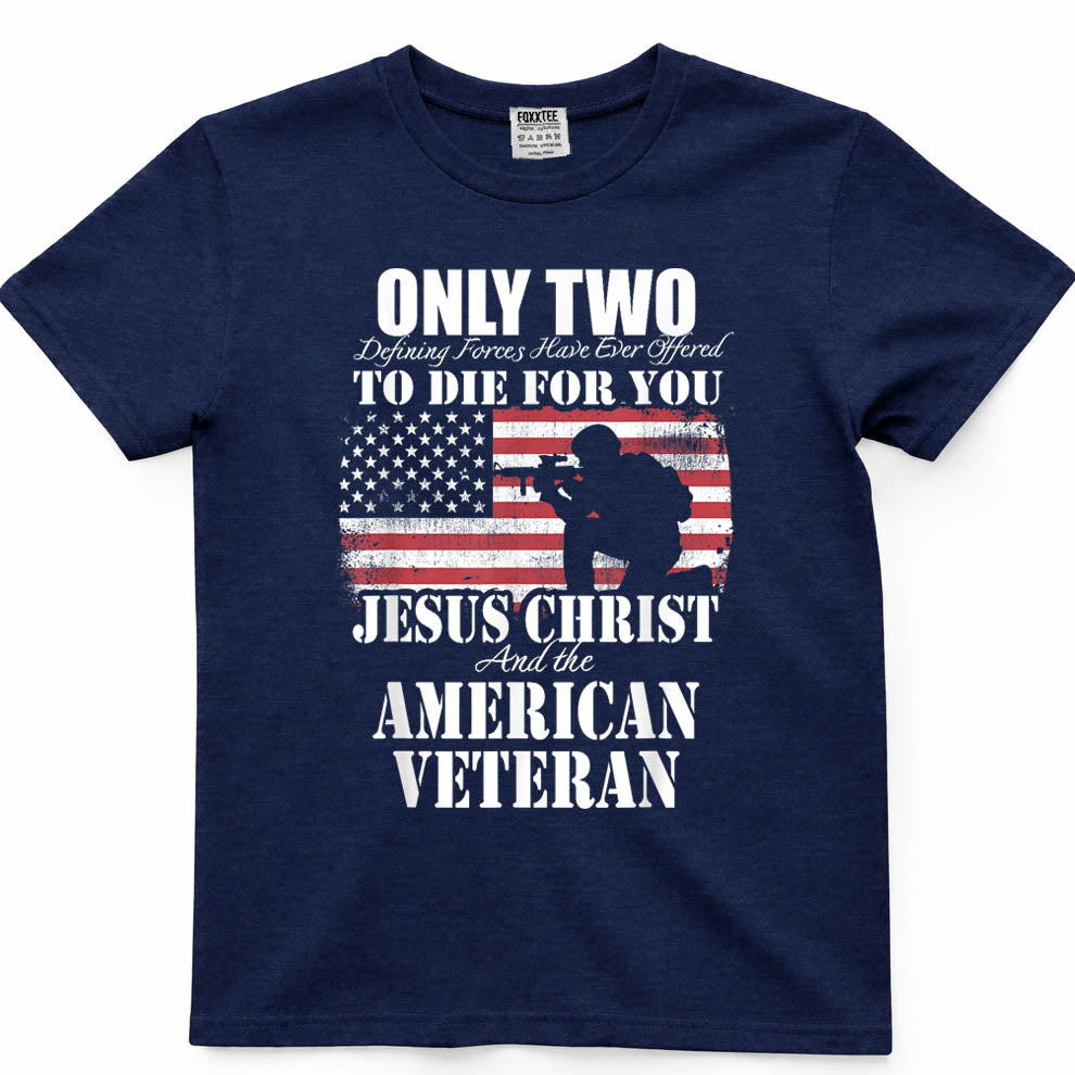 Two Died For You, Jesus And The American Veteran Tee – view 3