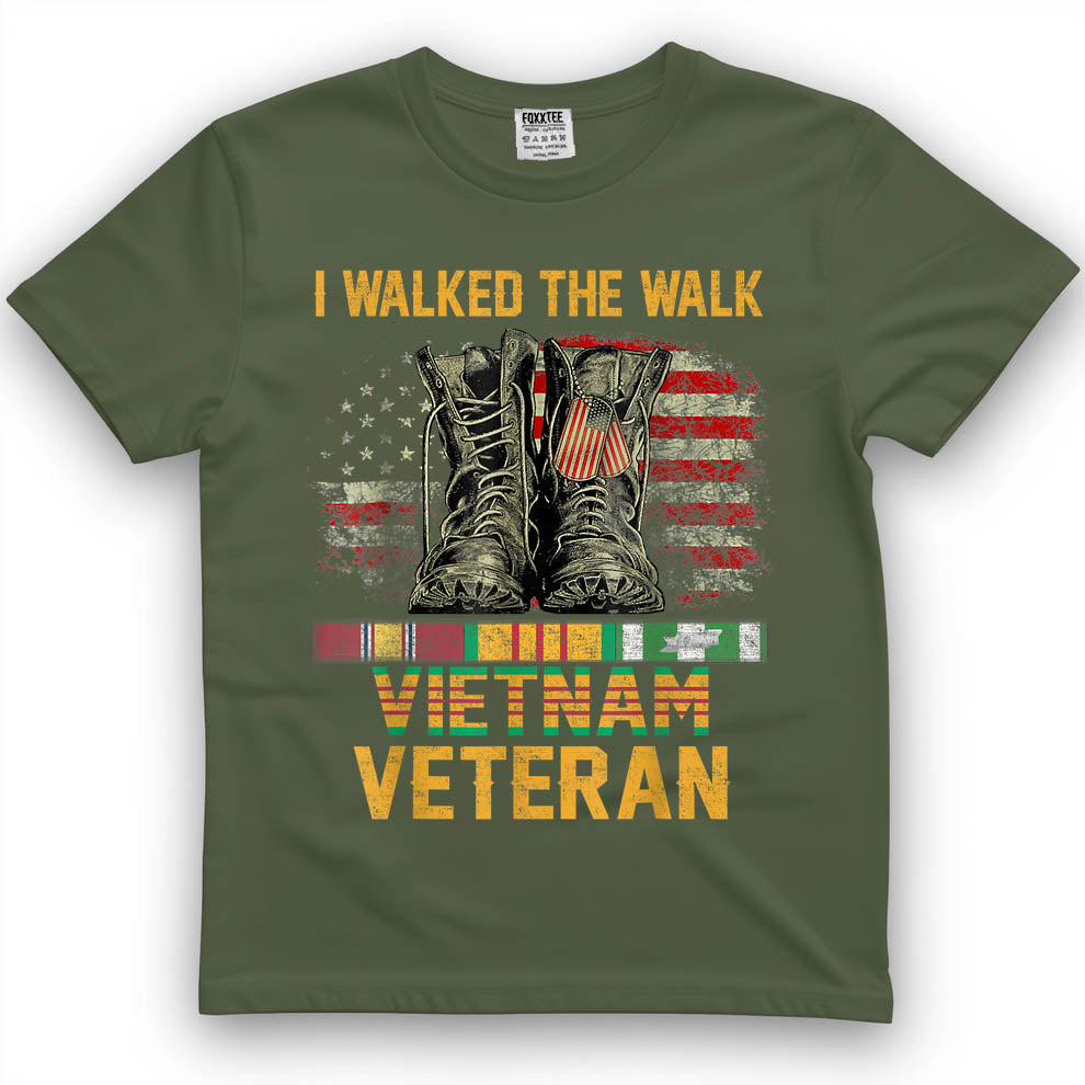 I Walked The Walk Vietnam Veteran American Flag Tee – view 2