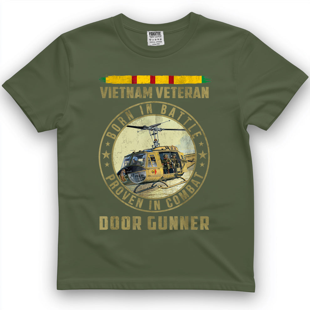Born In Battle, Proven In Combat Door Gunner Vietnam Vet Tee – view 2