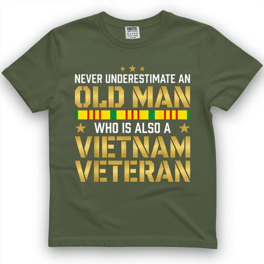 Never Underestimate An Old Man Vietnam Veteran Classic Tee – view 2