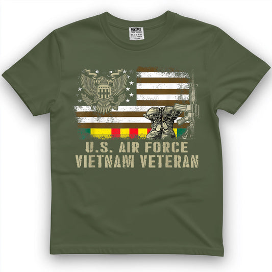 Vintage American Flag Proud Air Force Vietnam Veteran Tee – view 2