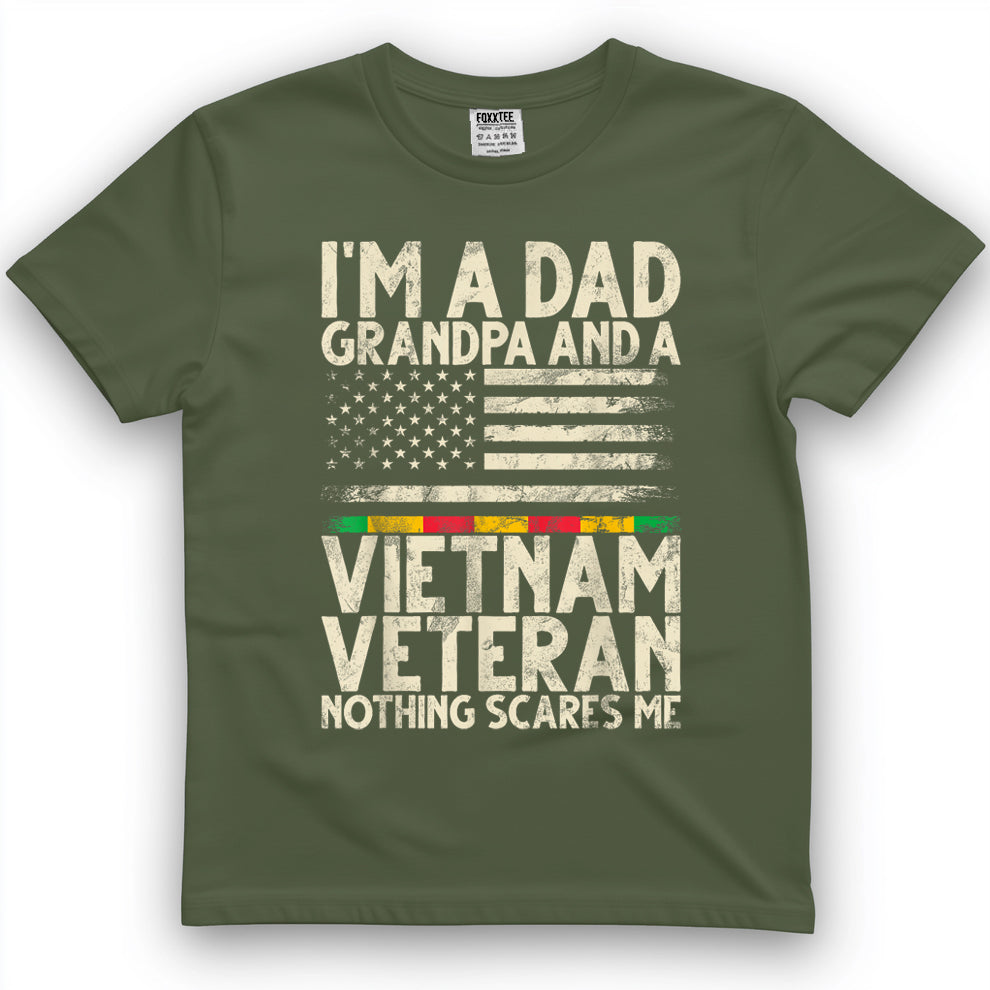 I'm A Dad, Grandpa & Vietnam Veteran, Nothing Scares Me Tee – view 2