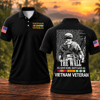 The Wall All Gave Some 58,479 Gave All Vietnam Veteran Polo Shirt