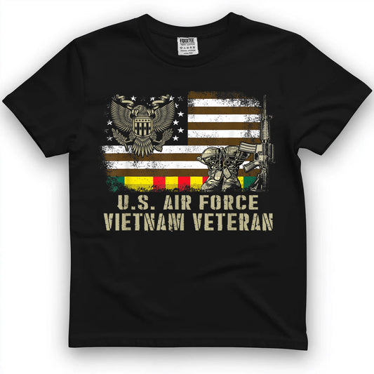 Vintage American Flag Proud Air Force Vietnam Veteran Tee by OLDMANVET