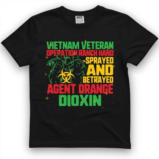 Vietnam Veteran And Agent Orange Survivor Veterans Day Tee by OLDMANVET