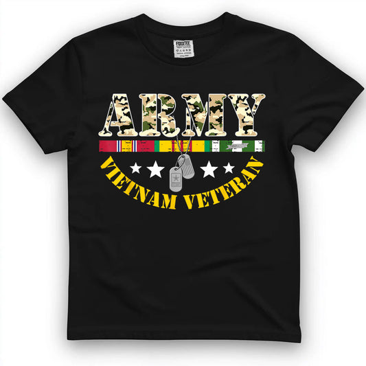 Army Vietnam Veteran USA Flag Tee by OLDMANVET