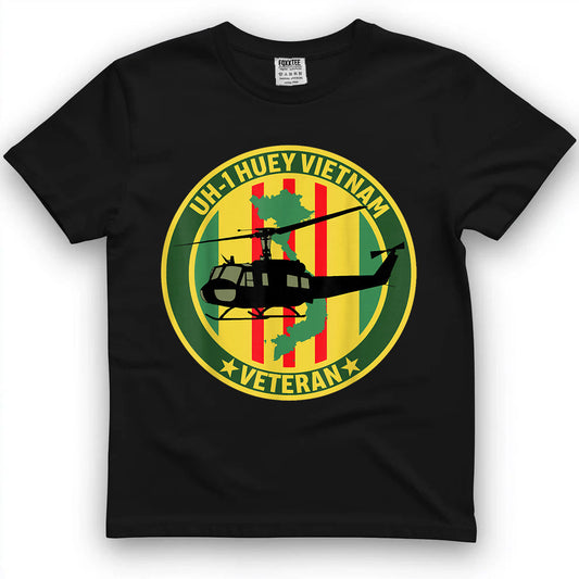 UH-1 Helicopter Vietnam Veteran Tee by OLDMANVET
