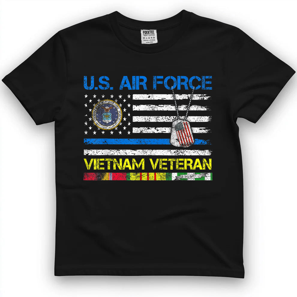 Air Force Vietnam Veteran Vintage Flag Tee by OLDMANVET