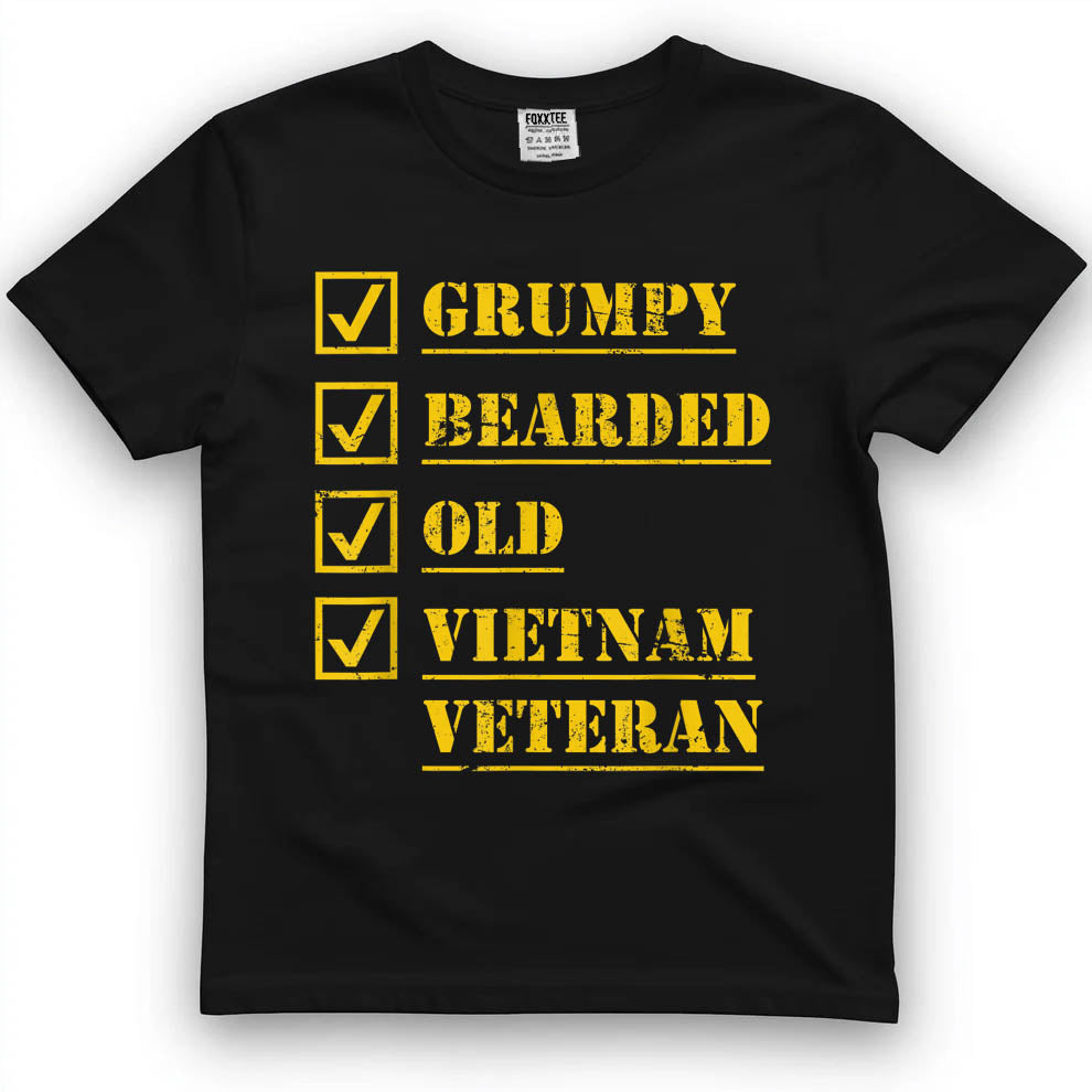 Grumpy Bearded Vietnam Veteran Tee by OLDMANVET