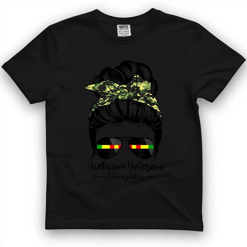 Vietnam Veteran's Daughter Messy Bun Tee by OLDMANVET