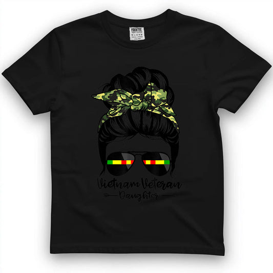 Vietnam Veteran's Daughter Messy Bun Tee by OLDMANVET