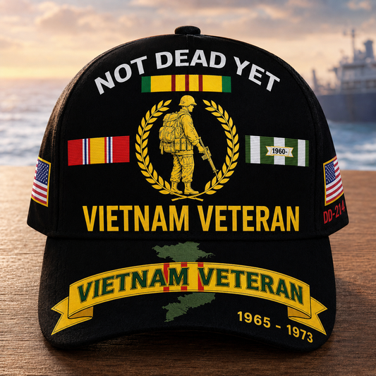 Not Dead Yet DD-214 Vietnam Veteran Cap by OLDMANVET