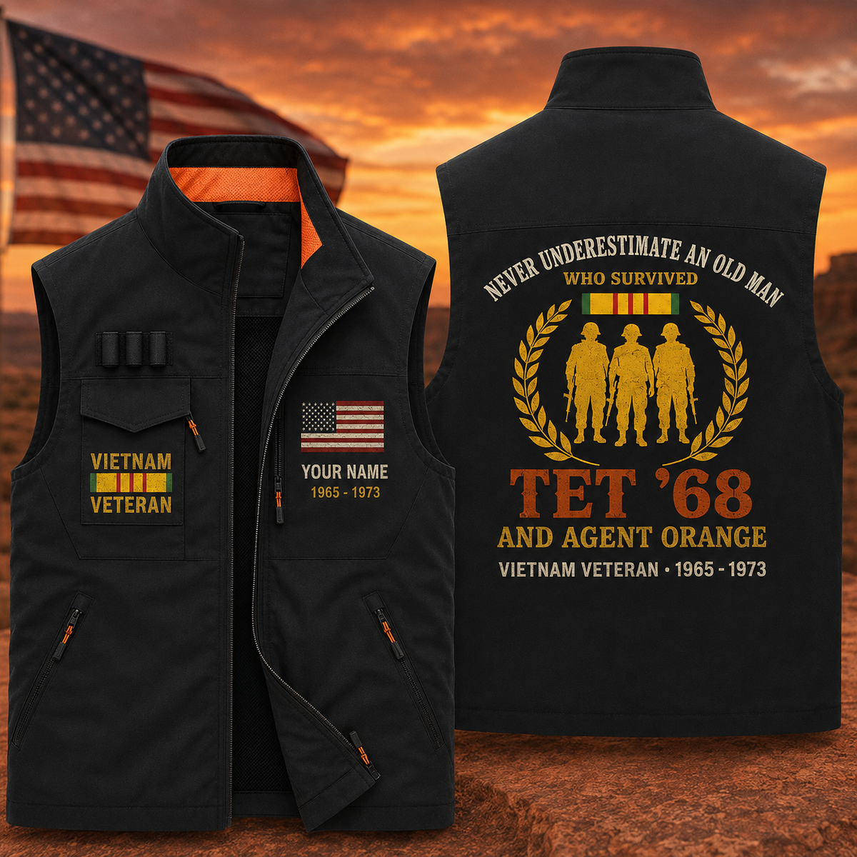 Never Underestimate An Old Man Who Survived Tet '68 & Agent Orange Vest by OLDMANVET
