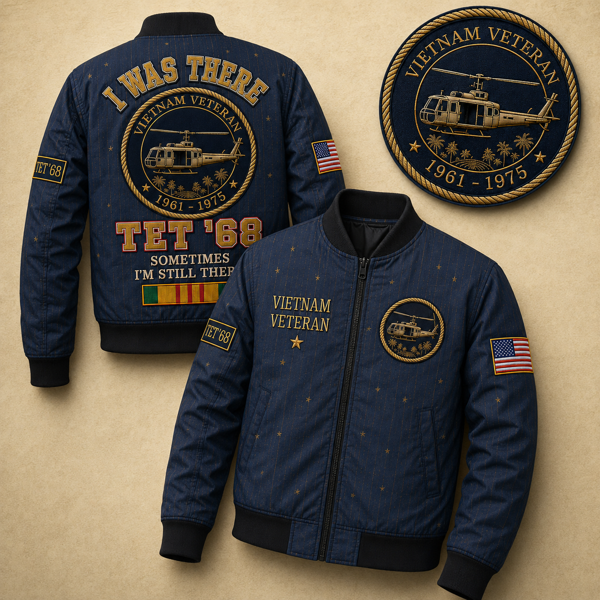 I Was There Tet '68 – Hawaiian Shirt, Bomber Jacket & Cap – view 3