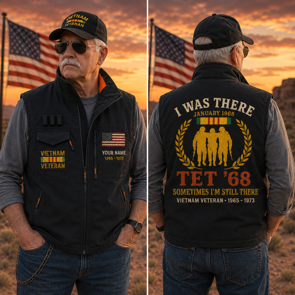 I Was There Tet '68, Sometimes I'm Still There Veteran Vest – view 2