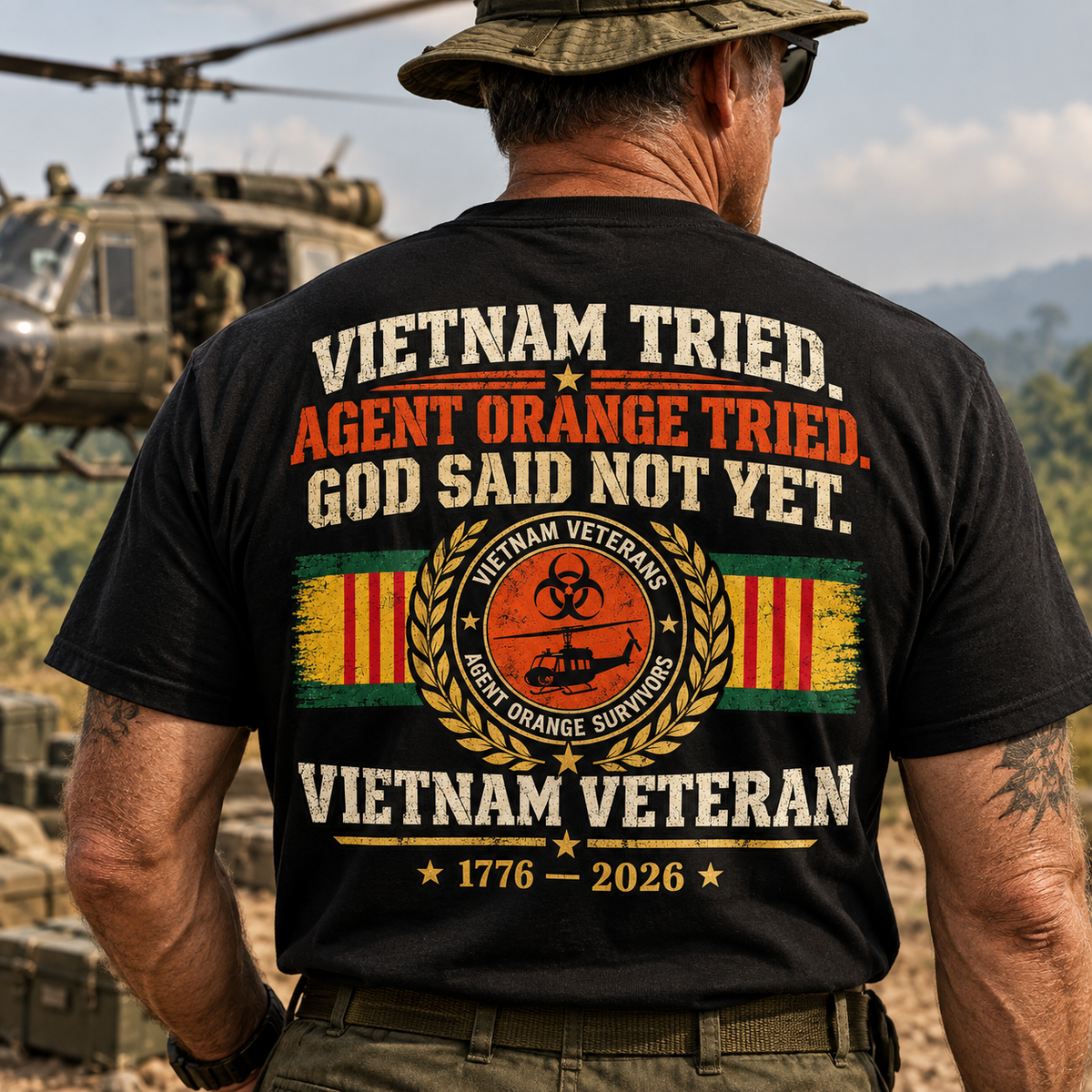 Vietnam Tried Back Print T Shirt