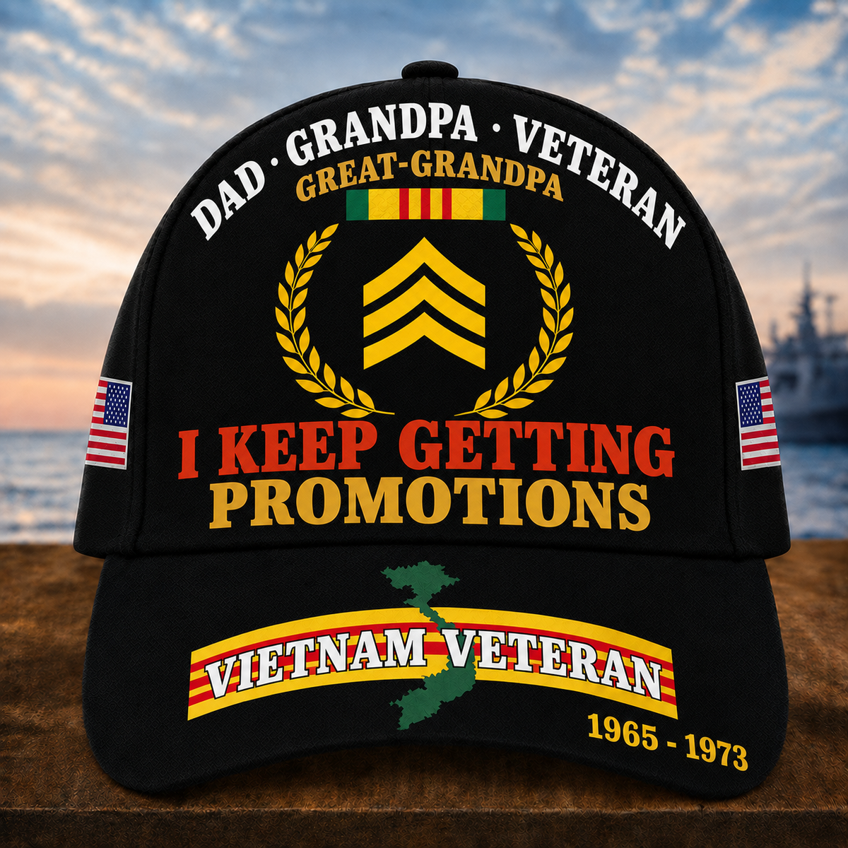 Dad Grandpa Veteran Great-Grandpa I Keep Getting Promotions Cap